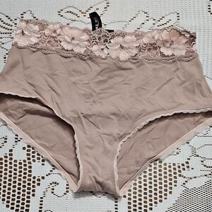 NWT Adore Me Elegant Lace Trim High-Waist Panties - Blush
